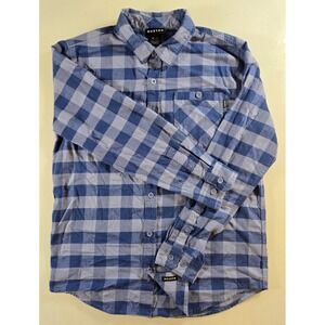 Burton Favorite Flannel Mens M Blue Grey Plaid Button Down Shirt 23402